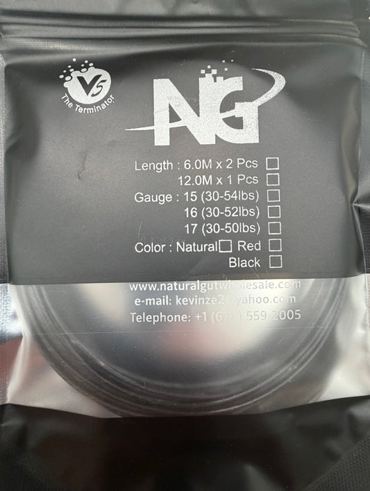 NG 15G (135) V5 PU Black Coated Natural Gut - Length: (20') x 2 Pcs