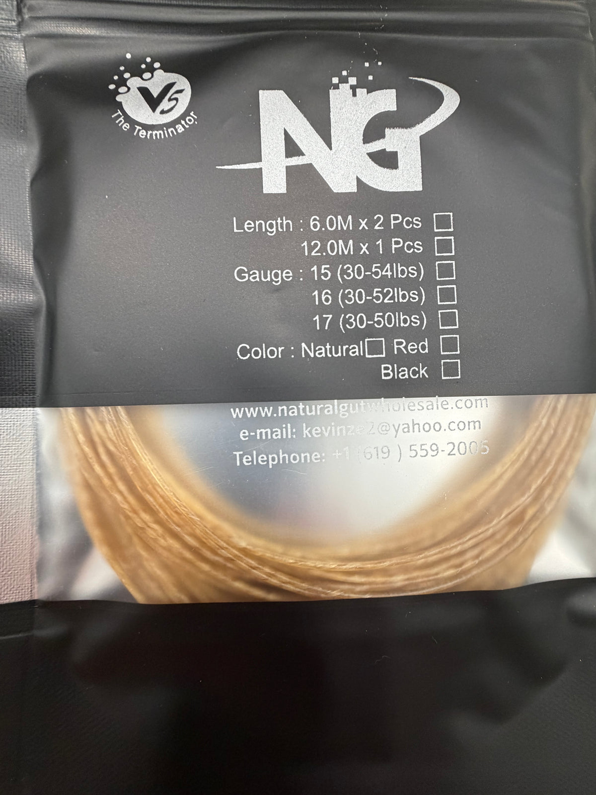 NG 15G (135) V5 PU Coated Natural Gut - Length: (20') x 2 Pcs