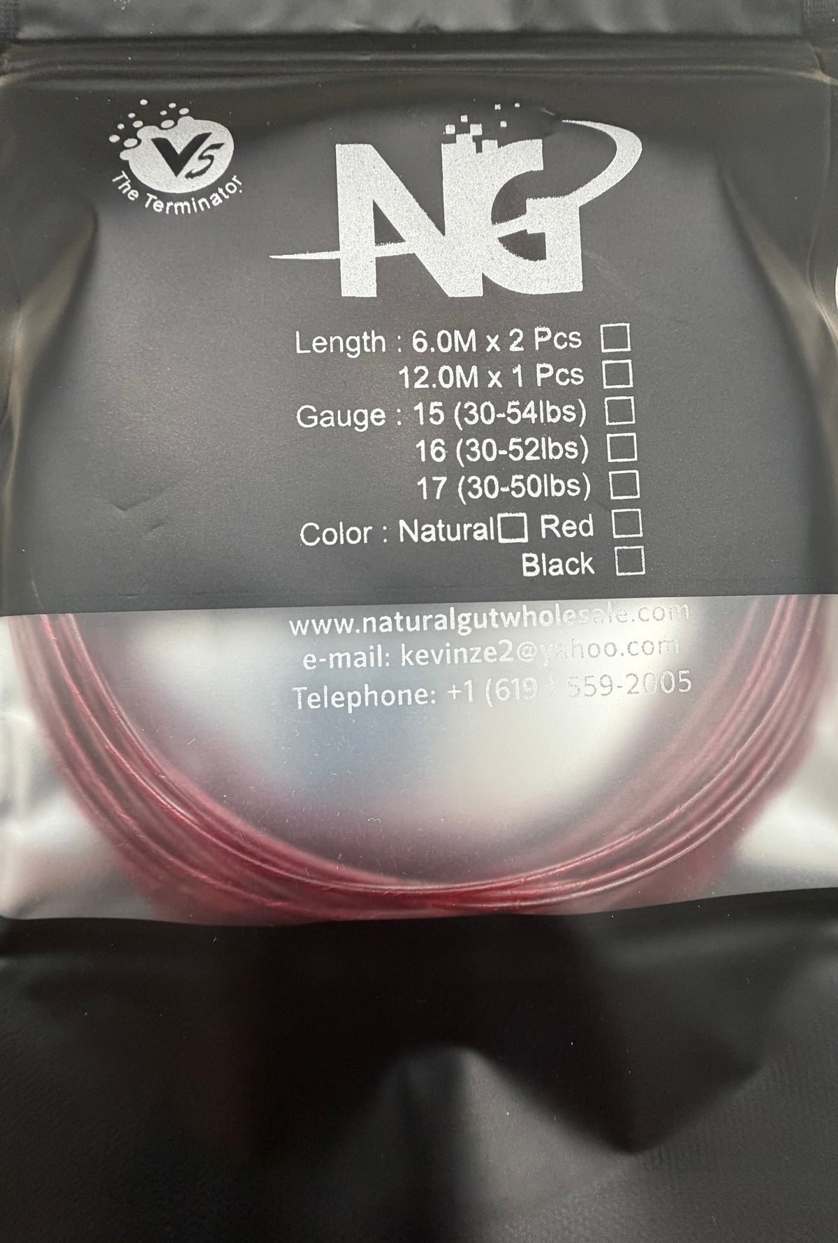 NG 16G (130) V5 PU Red Coated Natural Gut - Length: (20') x 2 Pcs